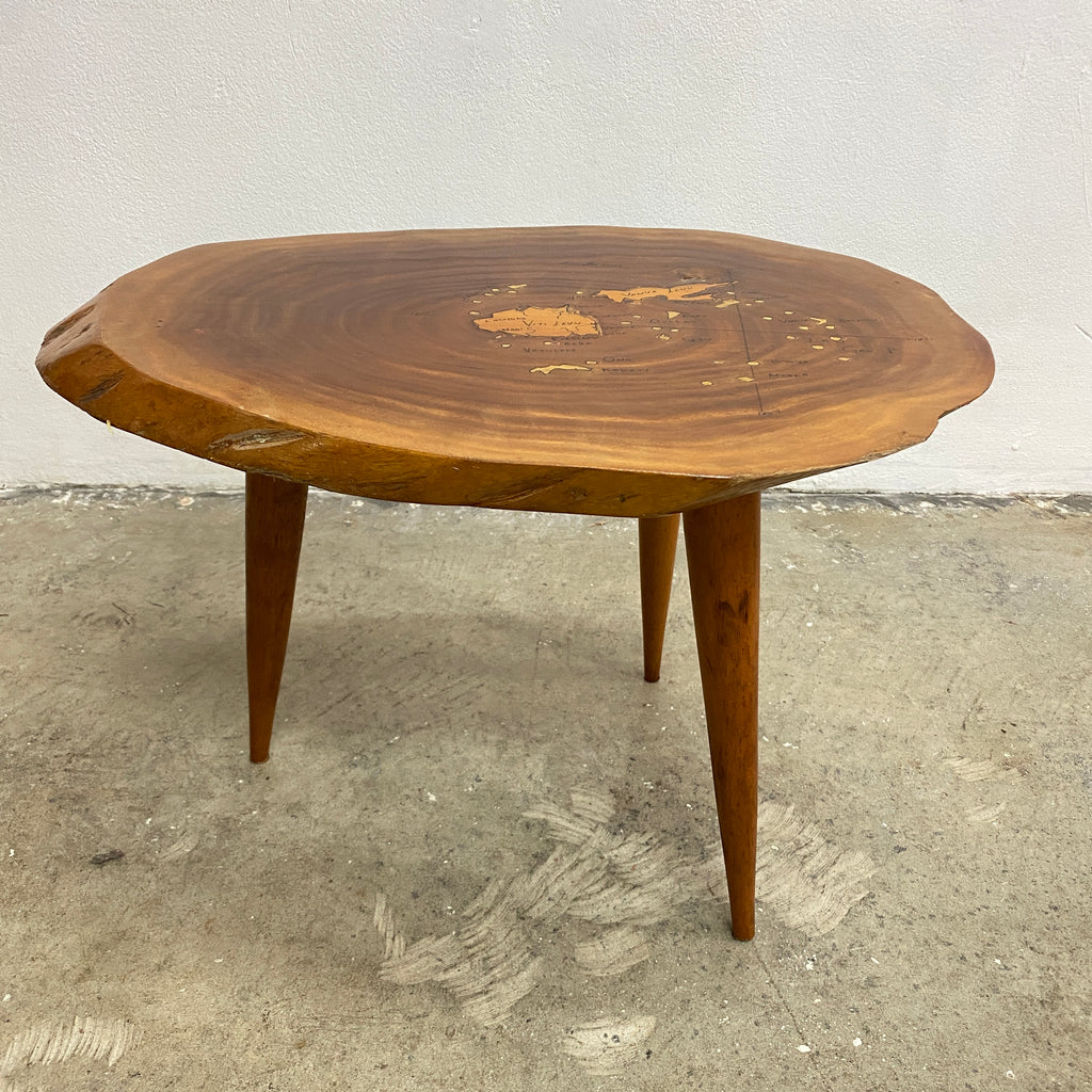 Mid Century Live Edge Slab Side Table With Tapered Legs - Fiji Islands