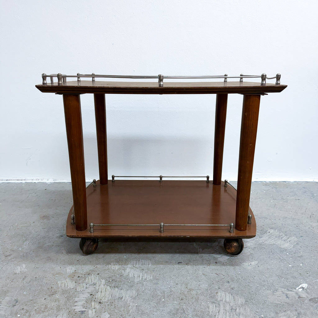 Mid Century Modern 1960's Compact Gallery Top Side Table Trolley