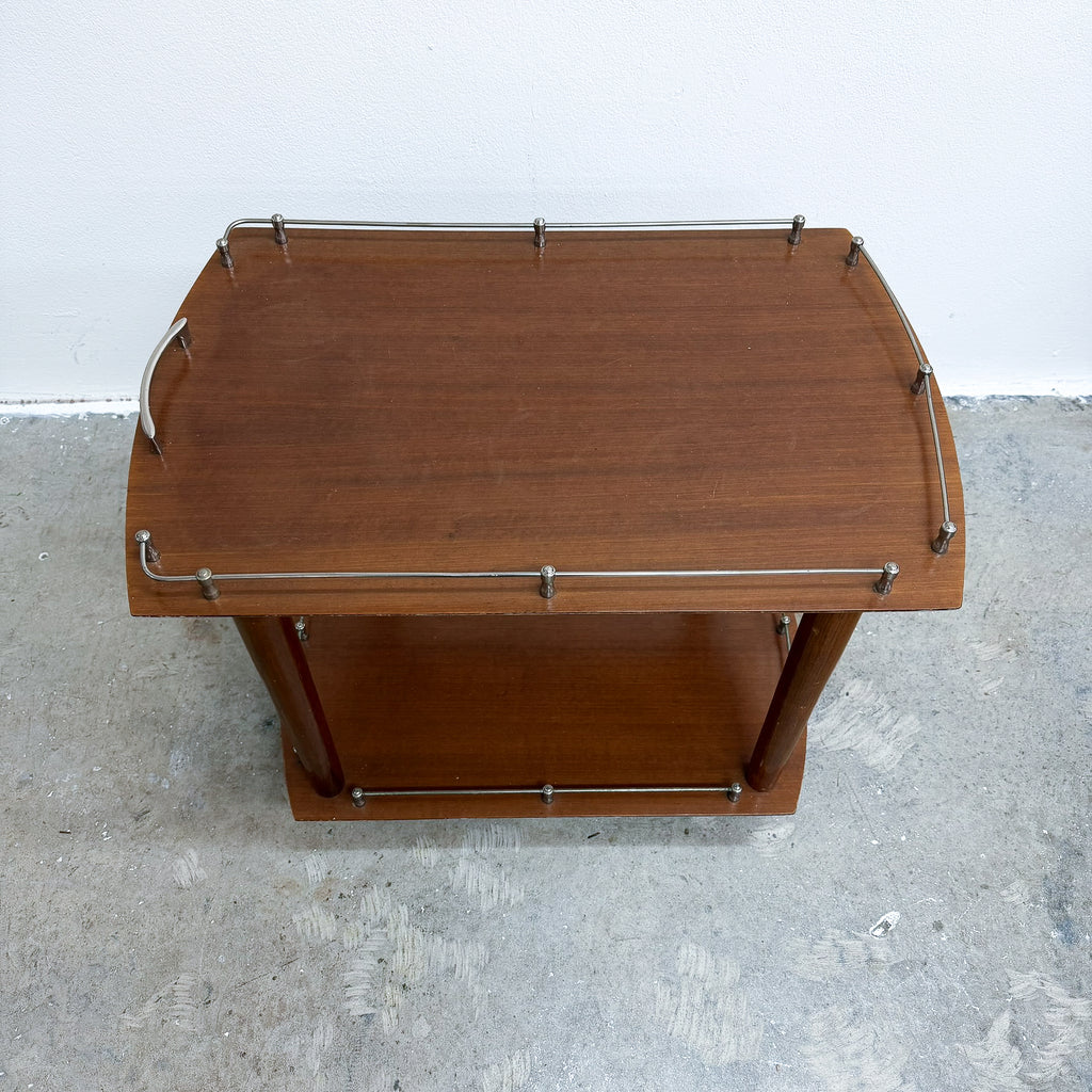Mid Century Modern 1960's Compact Gallery Top Side Table Trolley