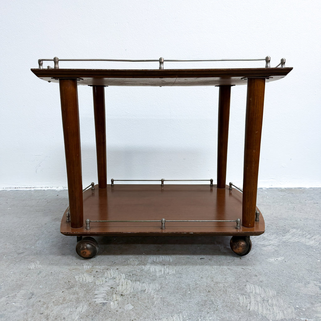 Mid Century Modern 1960's Compact Gallery Top Side Table Trolley