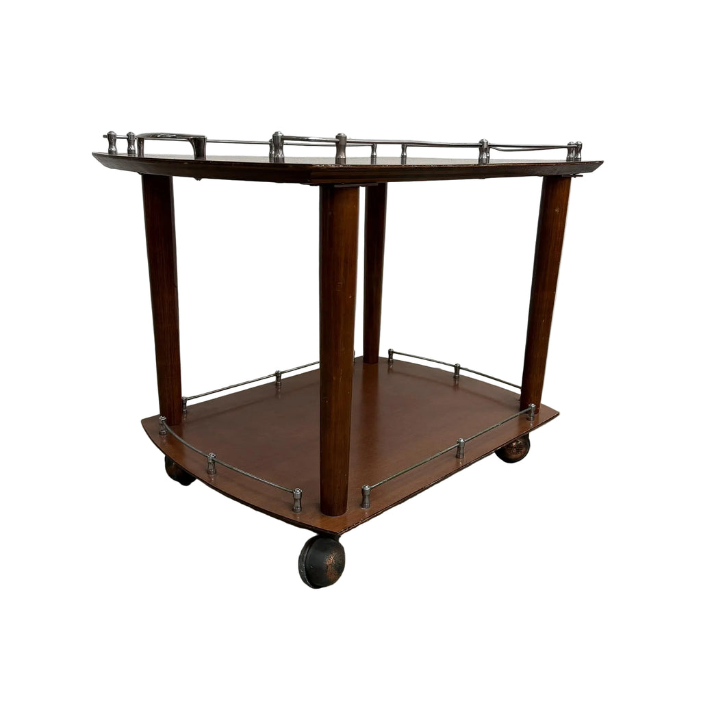 Mid Century Modern 1960's Compact Gallery Top Side Table Trolley
