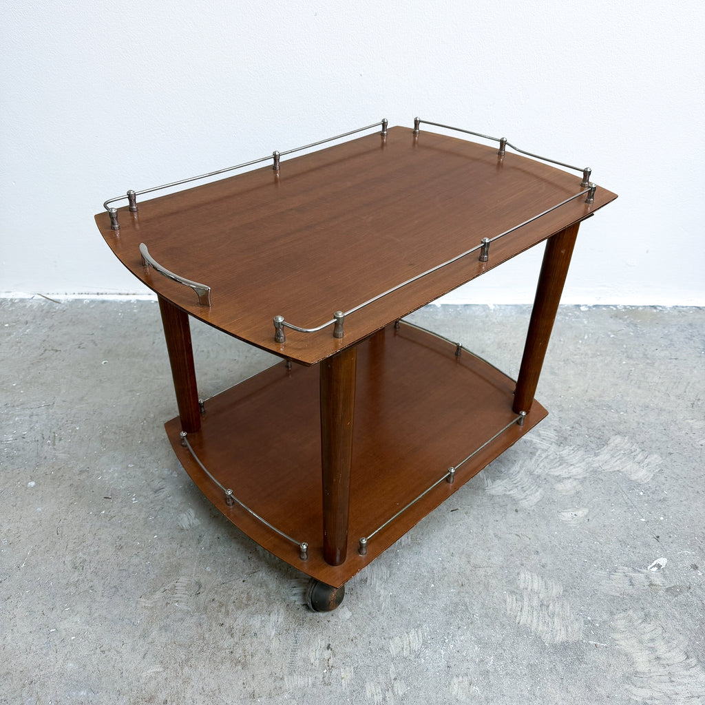Mid Century Modern 1960's Compact Gallery Top Side Table Trolley