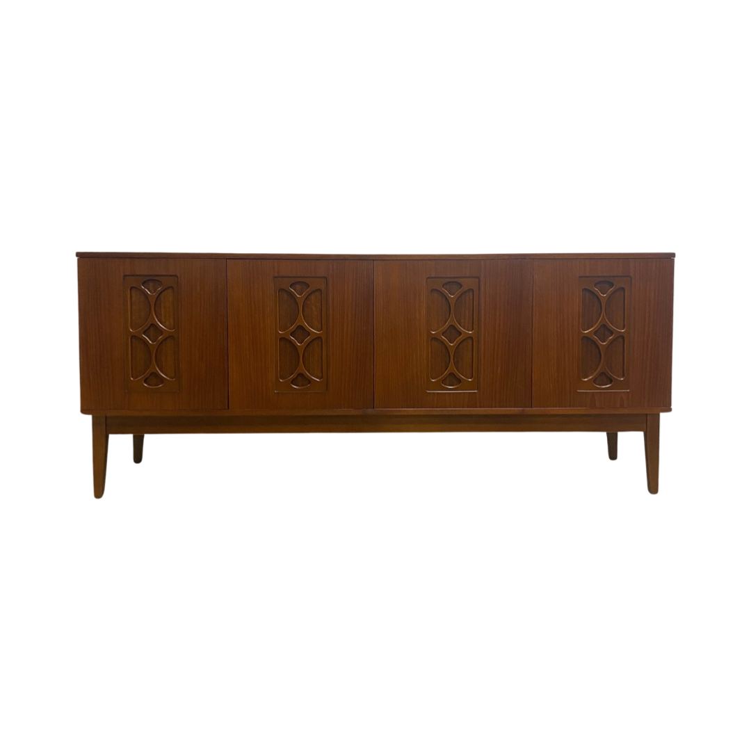 Mid Century Avalon Sideboard With Geometric Panel Doors