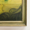 Mid Century Niave Impressionist Pond or River with Bird and Fish Painting