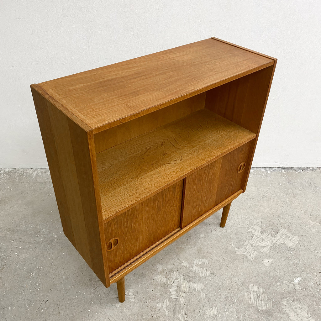 Mid Century Oak Danish Compact Bookshelf Cabinet