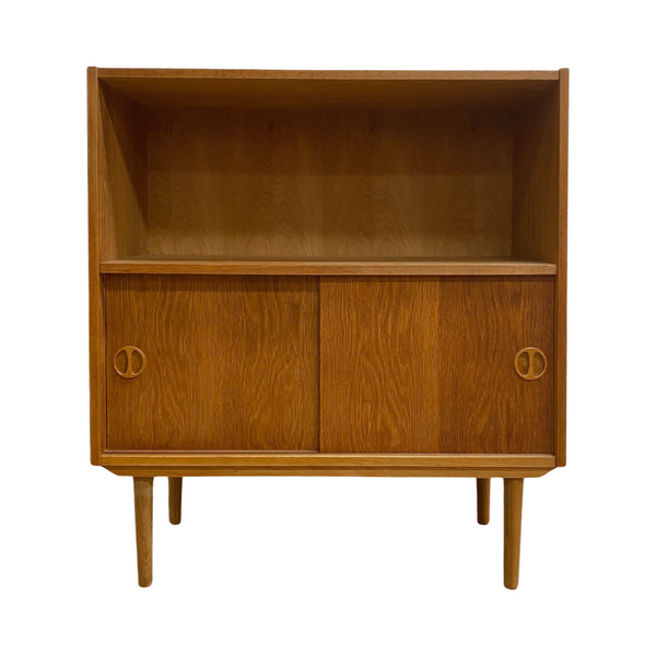 Mid Century Oak Danish Compact Bookshelf Cabinet