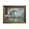 Mid Century Street Scene Oil On Board By L. Agate