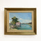 Mid Century Oil On Canvas Boatshed At Forster By Pat Browning