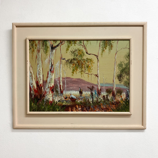 Mid Century Oil Painting-Framed Outback Scene 1