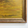 Mid Century Oil Painting of Harbour Scene with Junks