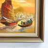 Mid Century Oil Painting of Junks Orange Signed L.Lam
