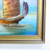 Mid Century Oil Painting of Junks Signed L.Lam
