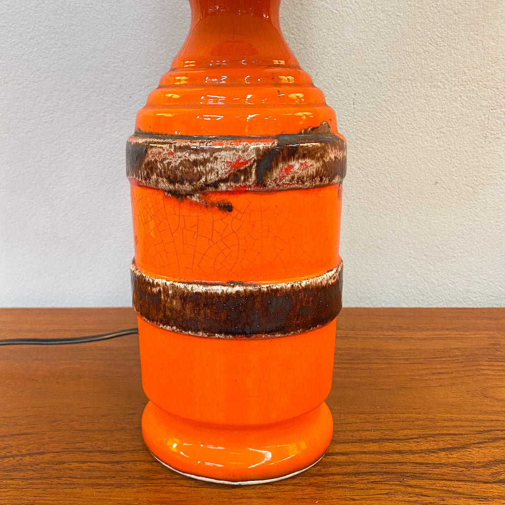 Mid Century Orange Glazed Table Lamp