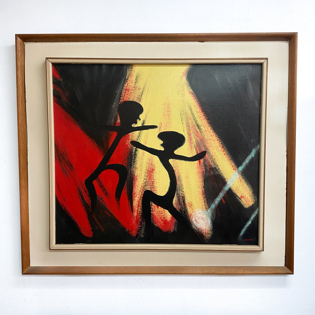 Mid Century Painting Of Dancers Signed Jennings
