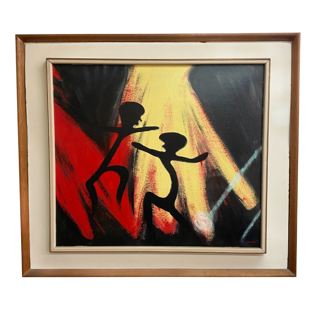 Mid Century Painting Of Dancers Signed Jennings