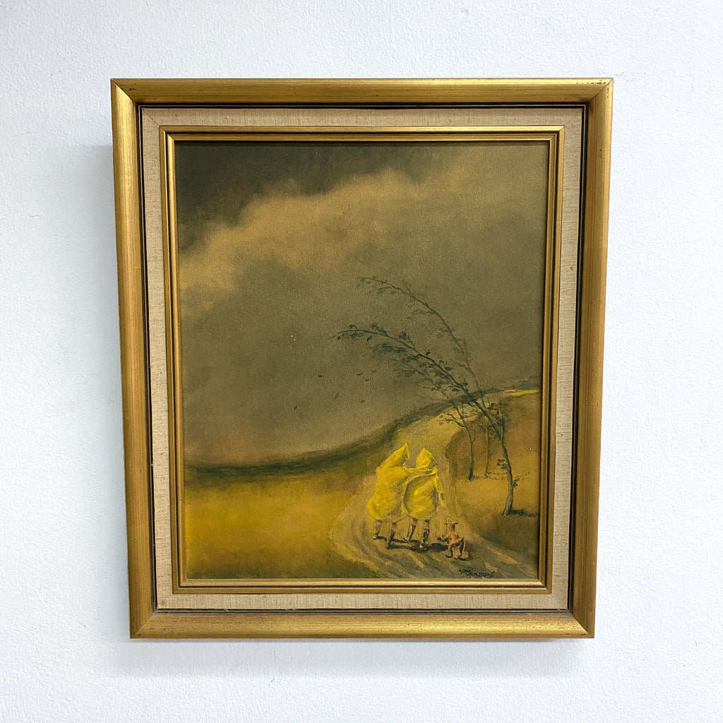 Mid Century Painting Watercolour on card