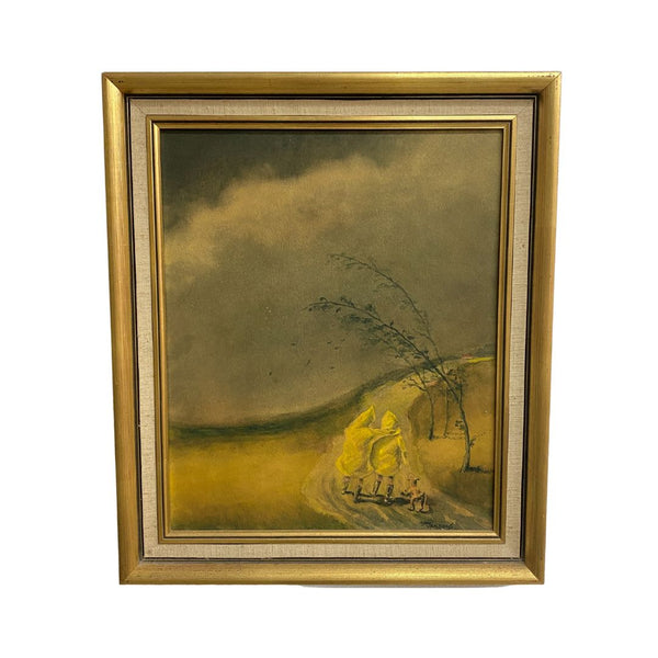 Mid Century Painting Watercolour on card