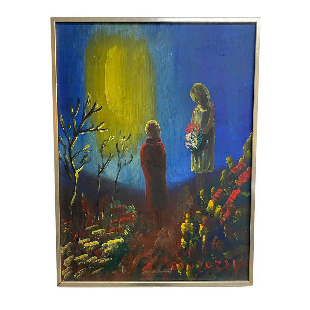 Mid Century Painting on Masonite Backed Canvas By Italian Artist Eliano Fantuzzi