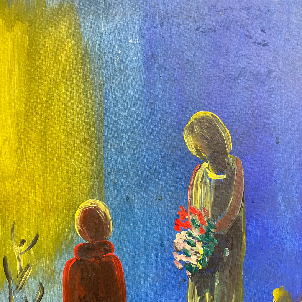 Mid Century Painting on Masonite Backed Canvas By Italian Artist Eliano Fantuzzi