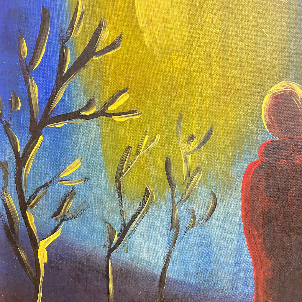 Mid Century Painting on Masonite Backed Canvas By Italian Artist Eliano Fantuzzi