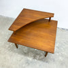 Mid Century Parker 2 Tier Teak Corner Coffee Table