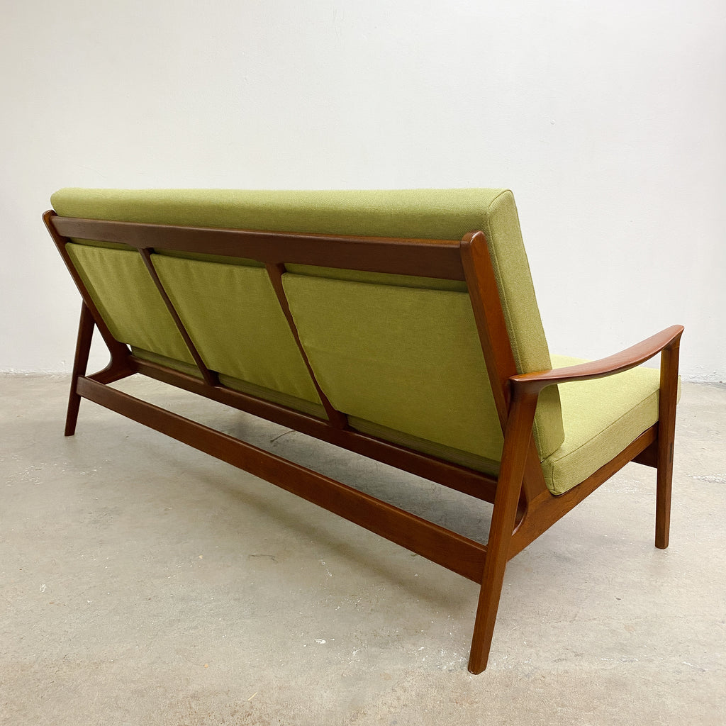 Restored Mid Century Parker Teak 3 Seater Sofa Model Number 158