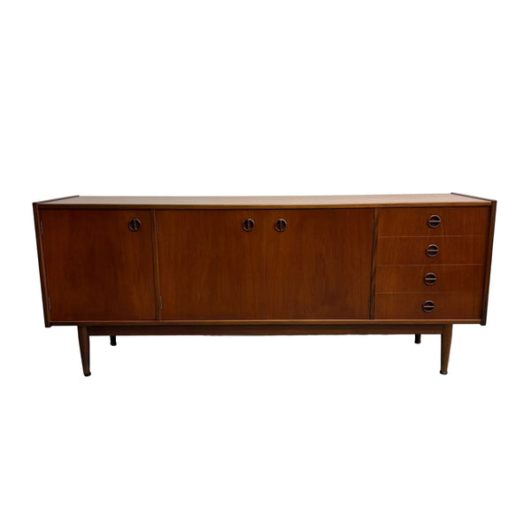 Mid Century Parker Nordic Catseye Handle Teak Sideboard - Restored