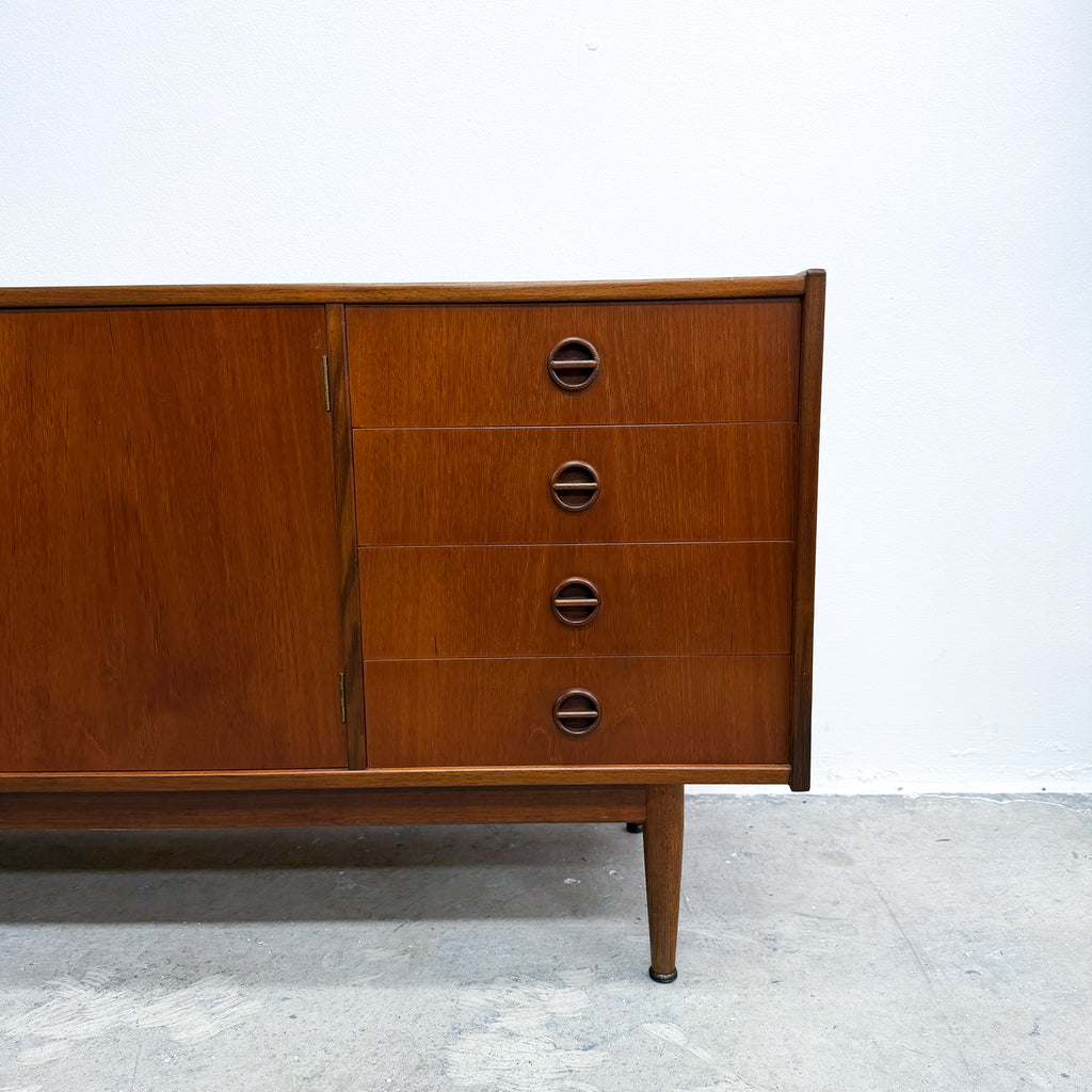 Mid Century Parker Nordic Catseye Handle Teak Sideboard - Restored