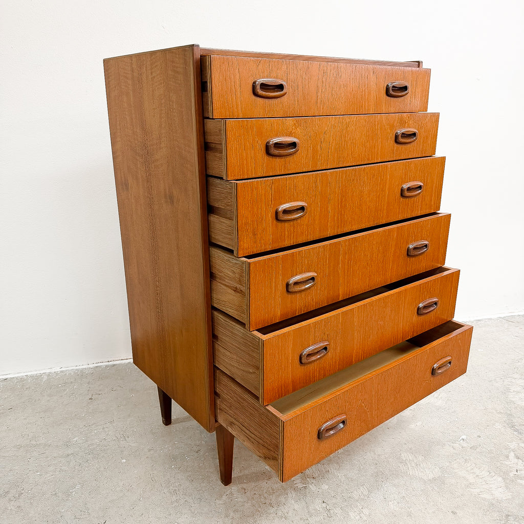 Mid Century Parker Nordic Tallboy Chest Of Drawers