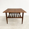 Mid Century Parker Teak Square Coffee Table With Magazine Shelf