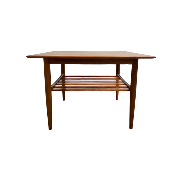 Mid Century Parker Teak Square Coffee Table With Magazine Shelf