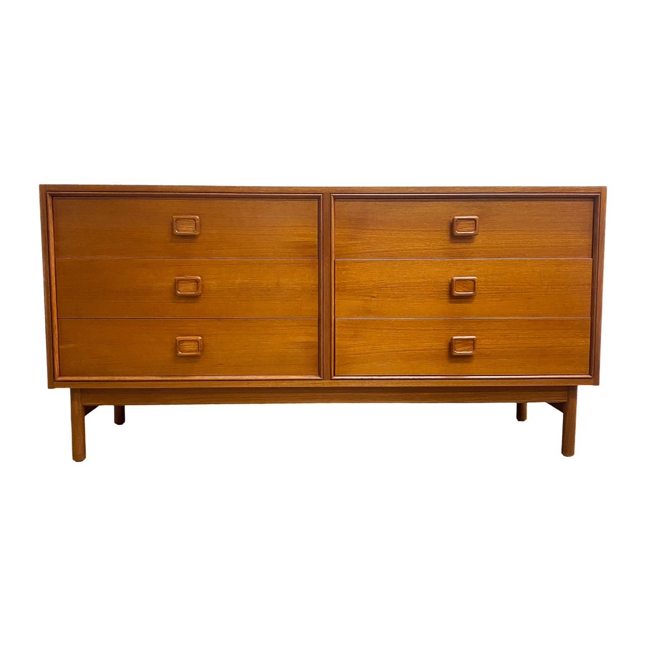 Mid Century Parker Square Handle Chest Of Drawers - Restored