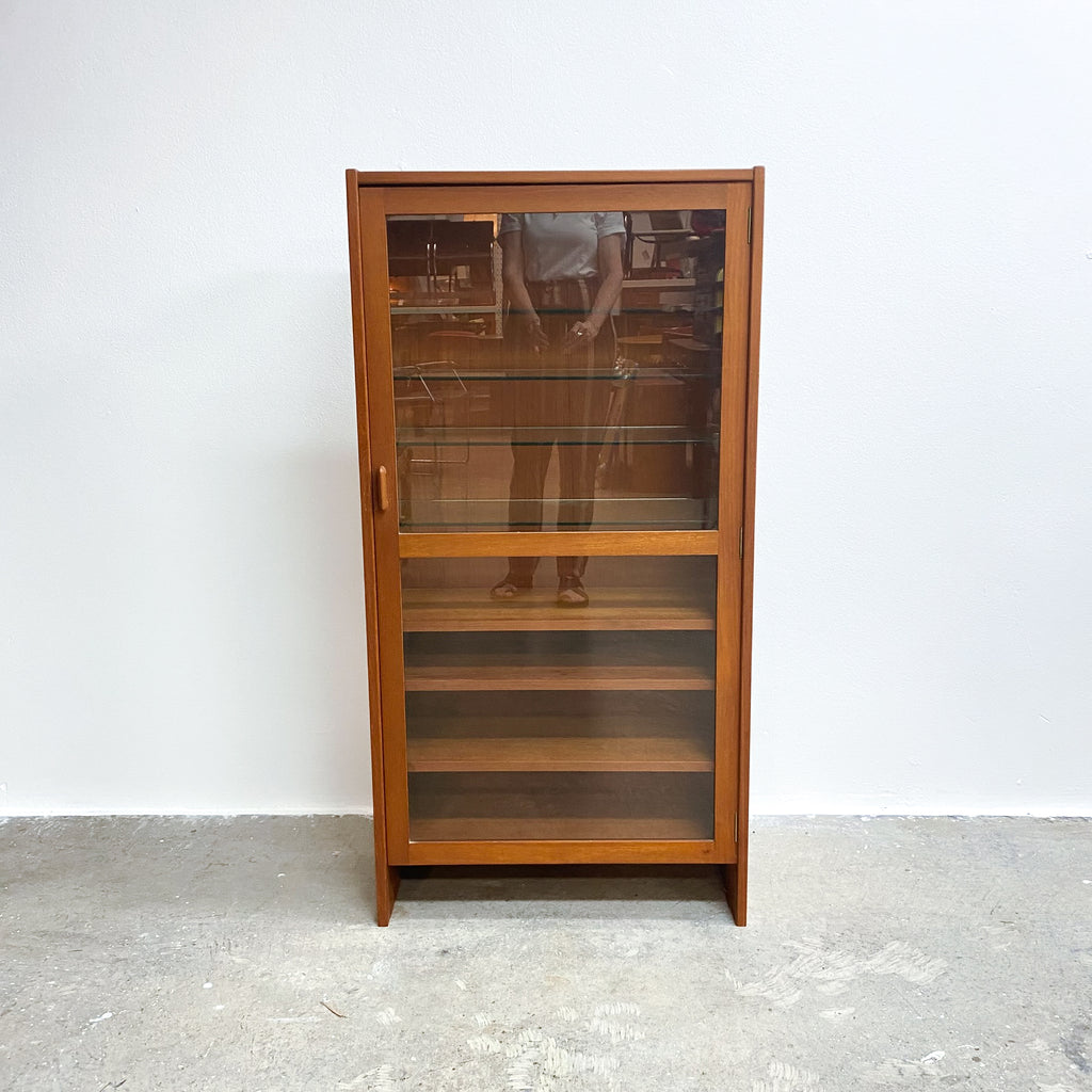 Mid Century Parker Teak And Glass Display Cabinet Book Shelf