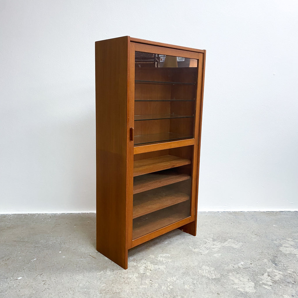 Mid Century Parker Teak And Glass Display Cabinet Book Shelf