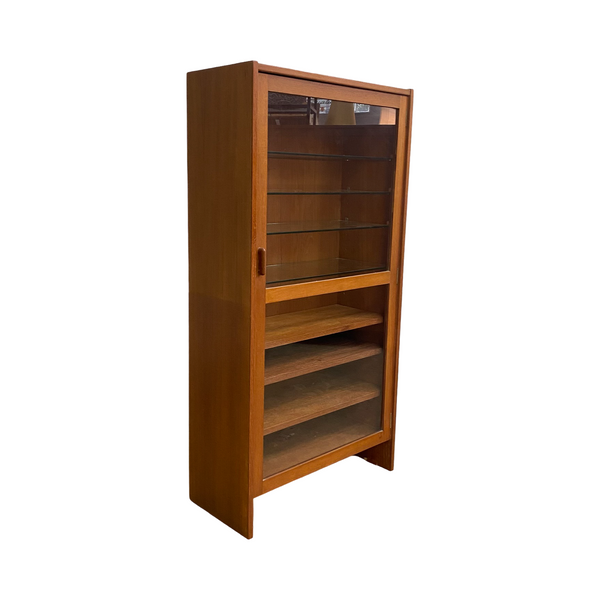 Mid Century Parker Teak And Glass Display Cabinet Book Shelf