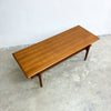 Mid Century Parker Teak Coffee Table With Rattan Magazine Shelf - Restored