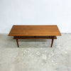 Mid Century Parker Teak Coffee Table With Rattan Magazine Shelf - Restored