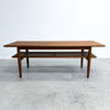Mid Century Parker Teak Coffee Table With Rattan Magazine Shelf Model 138