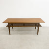 Mid Century Parker Teak Coffee Table With Rattan Shelf