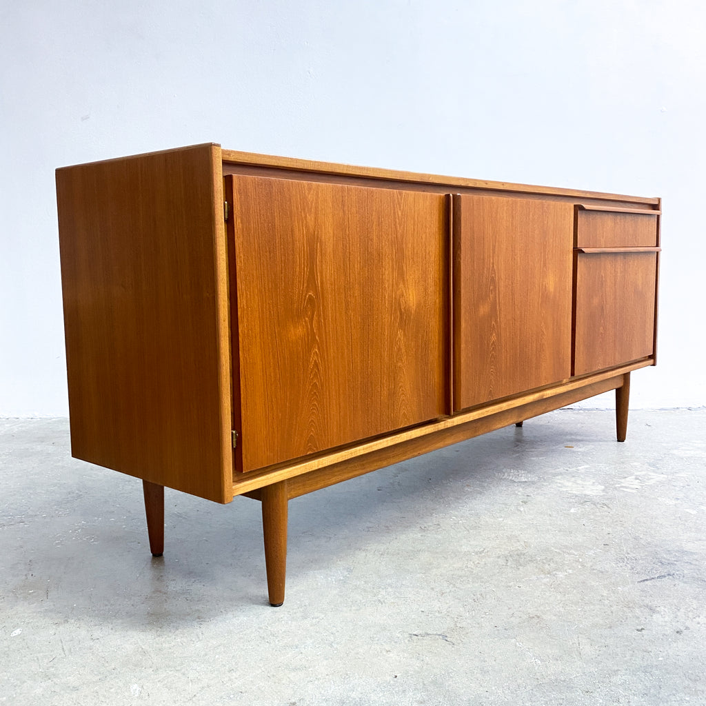 Mid Century Parker Teak Lip Handle Sideboard With Cocktail Cabinet - Professionally Restored