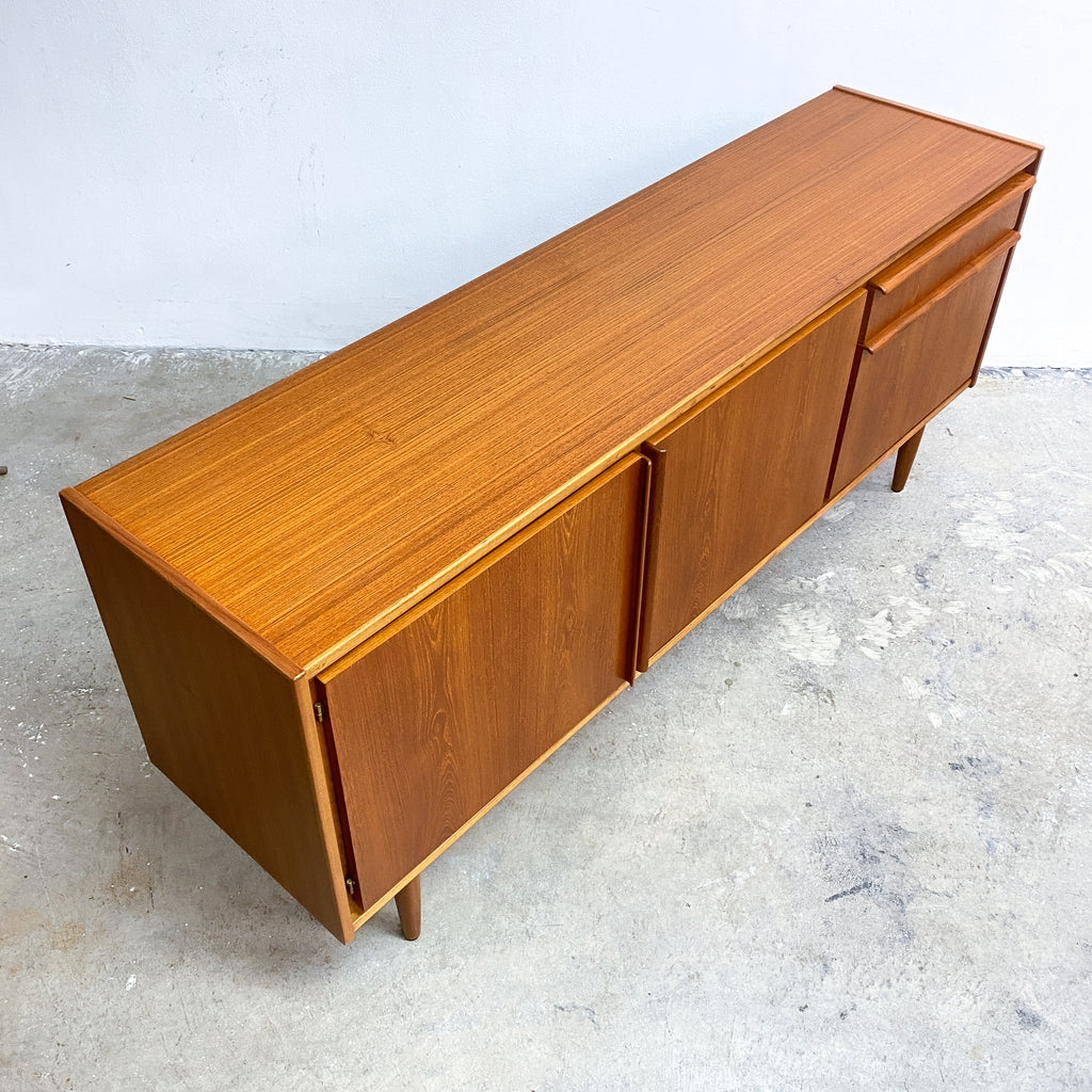 Mid Century Parker Teak Lip Handle Sideboard With Cocktail Cabinet - Professionally Restored