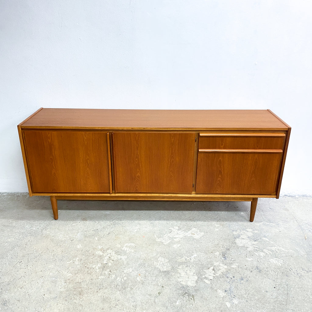Mid Century Parker Teak Lip Handle Sideboard With Cocktail Cabinet - Professionally Restored