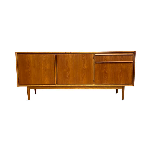 Mid Century Parker Teak Lip Handle Sideboard With Cocktail Cabinet - Professionally Restored