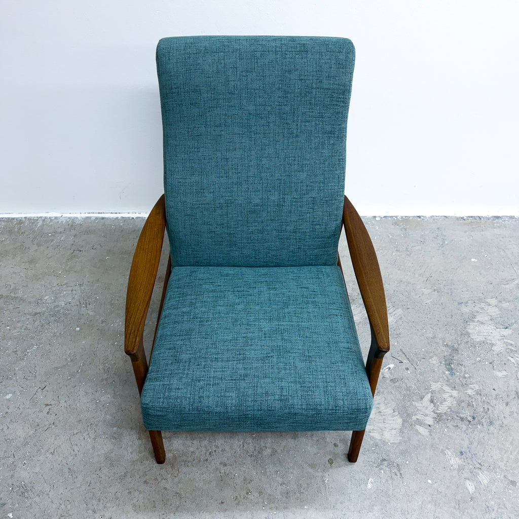Mid Century Parker Teak Recliner Armchair With New Upholstery