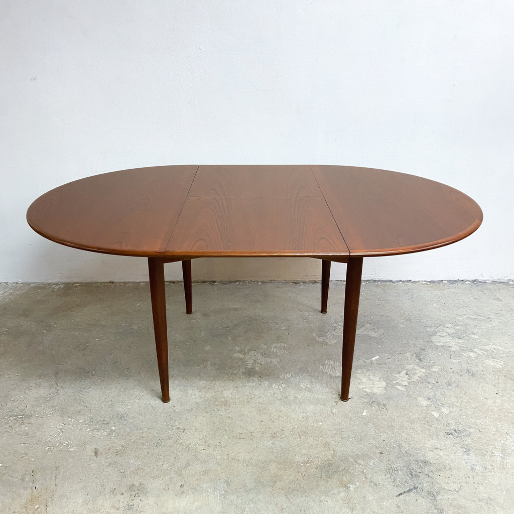 Mid Century Parker Teak Round Extension Dining Table - Restored