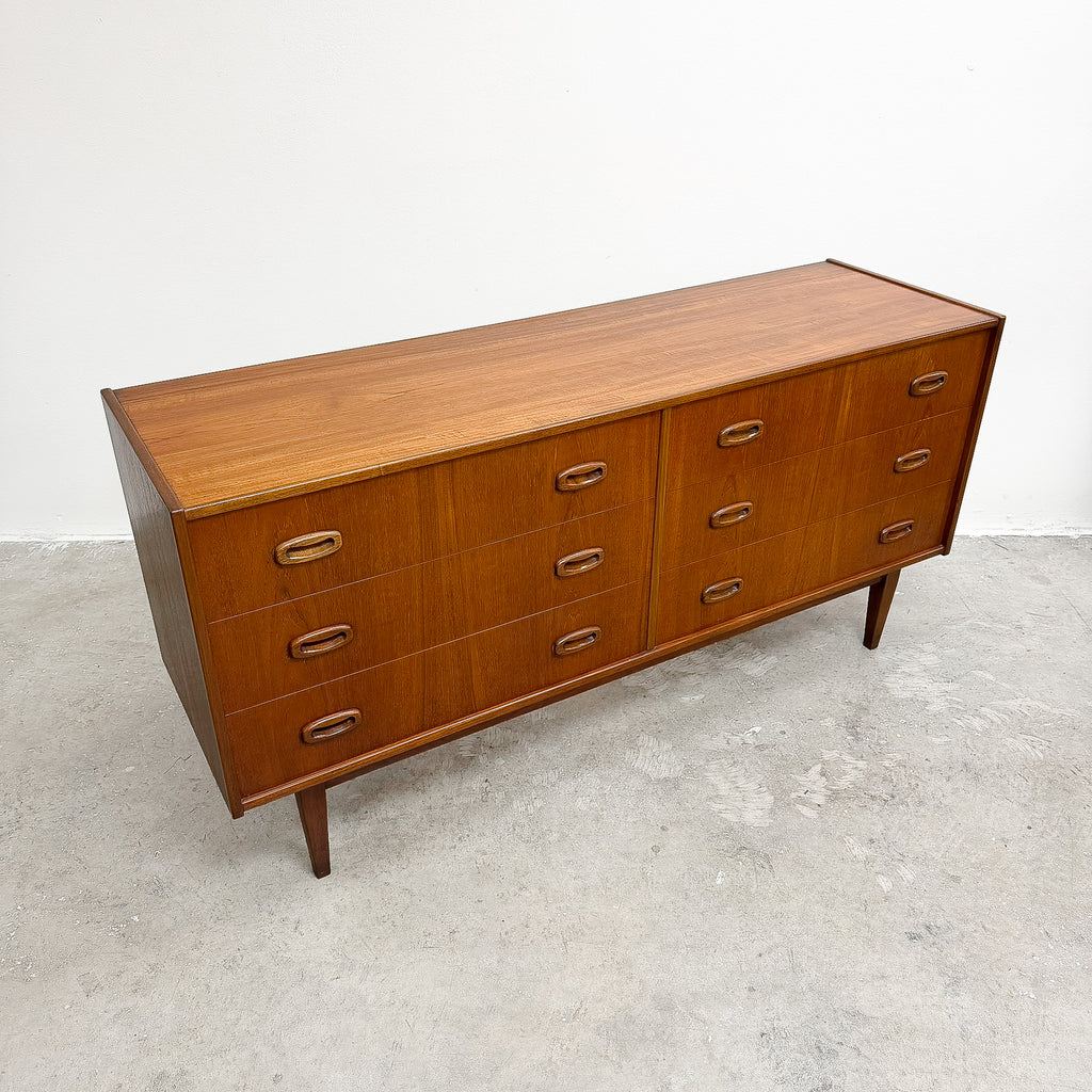 Mid Century Parker 'Nordic' Six Drawer Teak Sideboard Chest Of Drawers