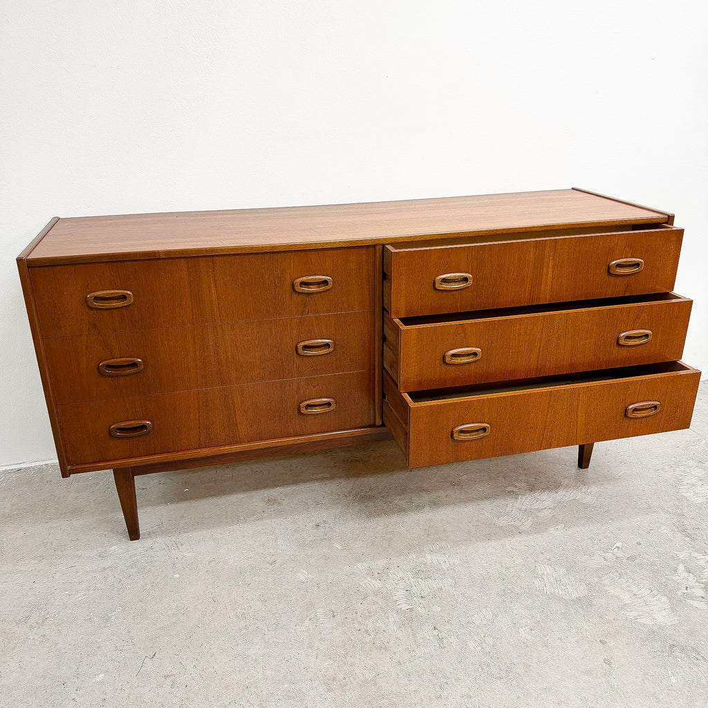 Mid Century Parker 'Nordic' Six Drawer Teak Sideboard Chest Of Drawers
