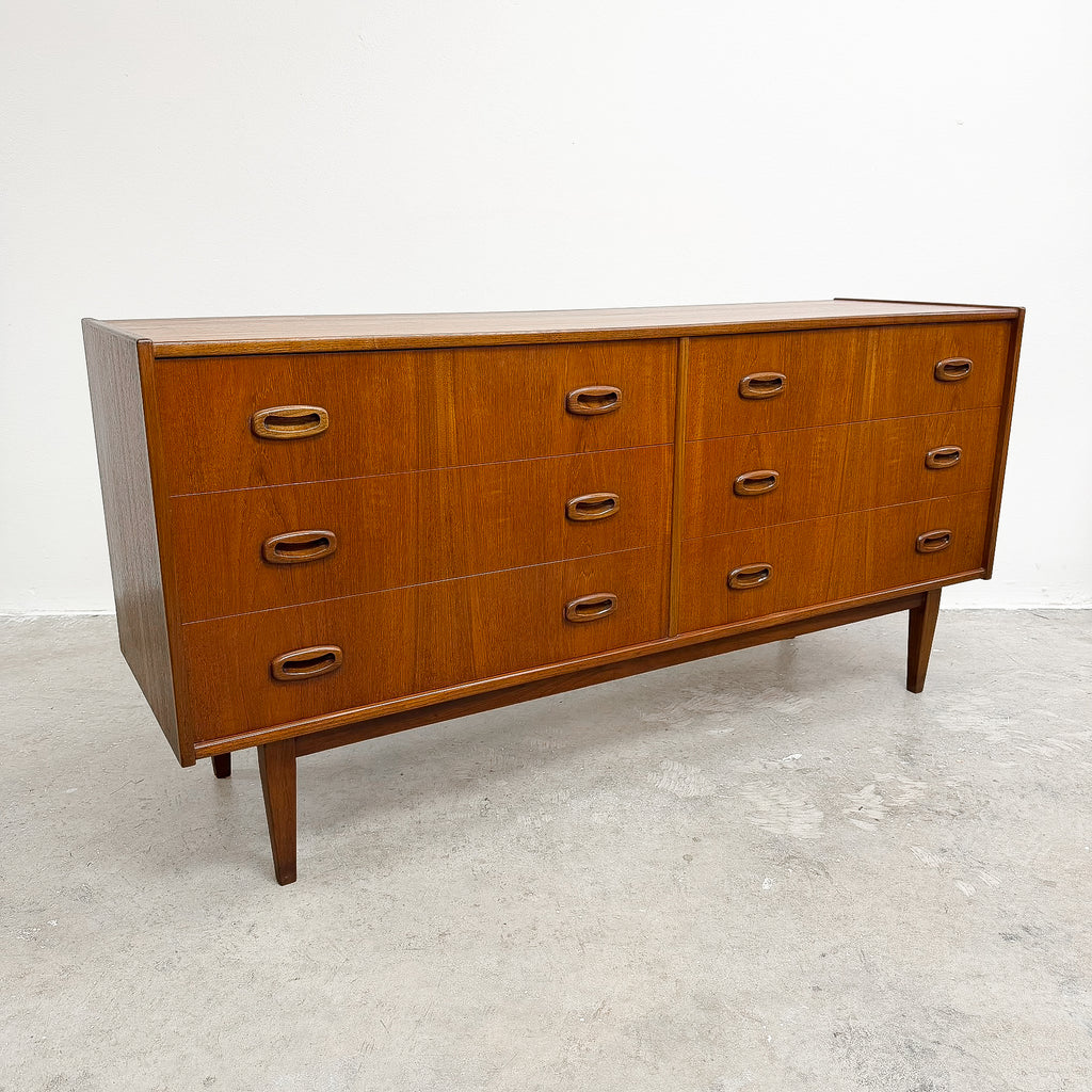 Mid Century Parker 'Nordic' Six Drawer Teak Sideboard Chest Of Drawers