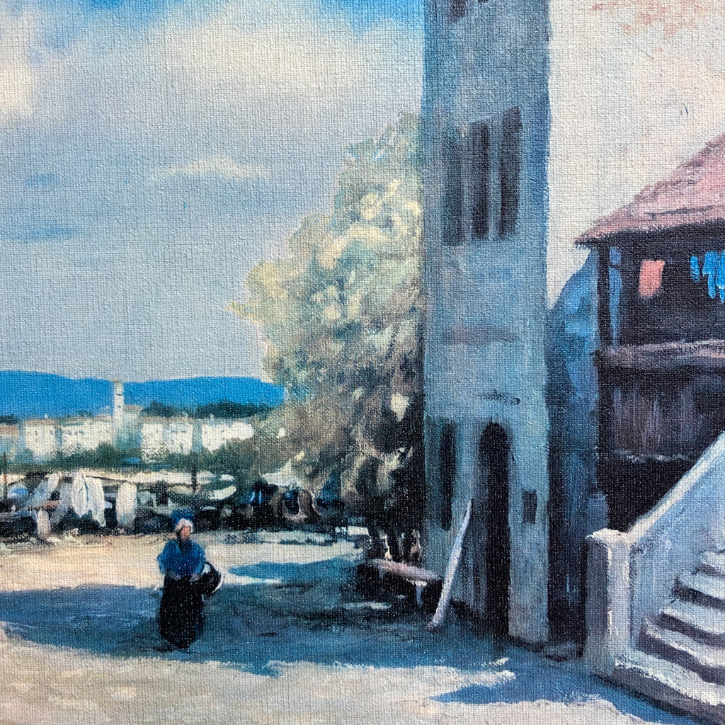 Mid Century Print of Coastal Boats at Rest