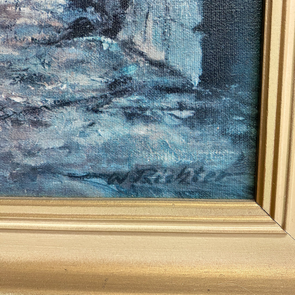 Mid Century Print of Coastal Boats at Rest